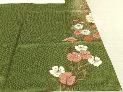 平和屋着物●豪華振袖 駒刺繍 草花文 暈し染め 金彩 正絹 逸品 AABF0674fy