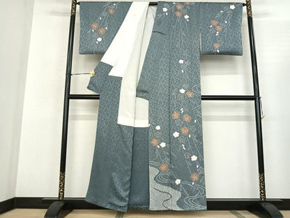 平和屋着物●訪問着 絞り 舞花文 正絹 逸品 AABF0677fy