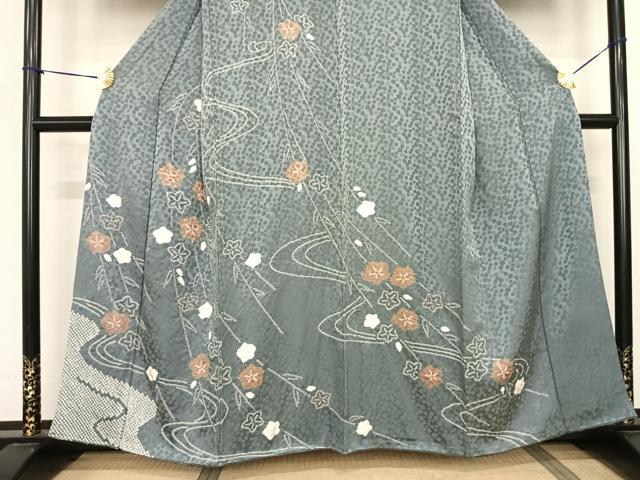 平和屋着物●訪問着 絞り 舞花文 正絹 逸品 AABF0677fy