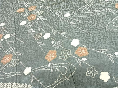 平和屋着物●訪問着 絞り 舞花文 正絹 逸品 AABF0677fy