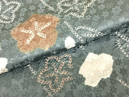 平和屋着物●訪問着 絞り 舞花文 正絹 逸品 AABF0677fy