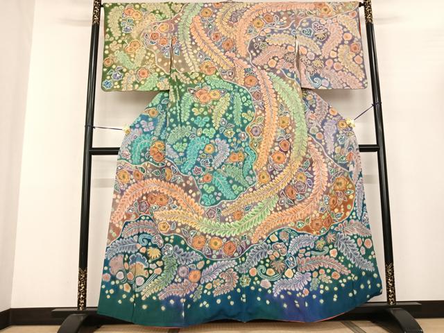 平和屋着物●訪問着 作家物 絞り 辻が花 暈し染め 正絹 逸品 AABF0679fy