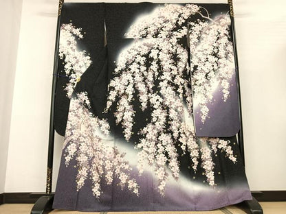 平和屋着物●豪華振袖　駒刺繍　桜　暈し染め　金彩　銀通し地　鈴乃屋扱い　正絹　逸品　AABF0680fy
