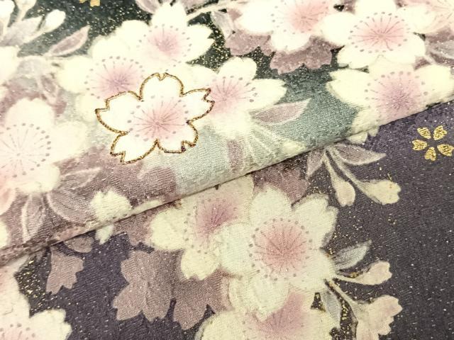 平和屋着物●豪華振袖　駒刺繍　桜　暈し染め　金彩　銀通し地　鈴乃屋扱い　正絹　逸品　AABF0680fy