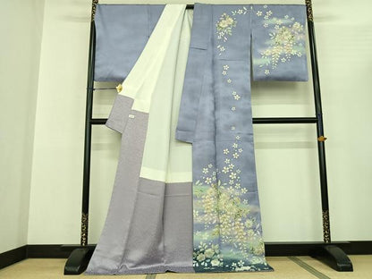 平和屋着物●訪問着 作家物 辻が花 暈し染め 銀通し地 ロング丈 正絹 逸品 AABF0683fy