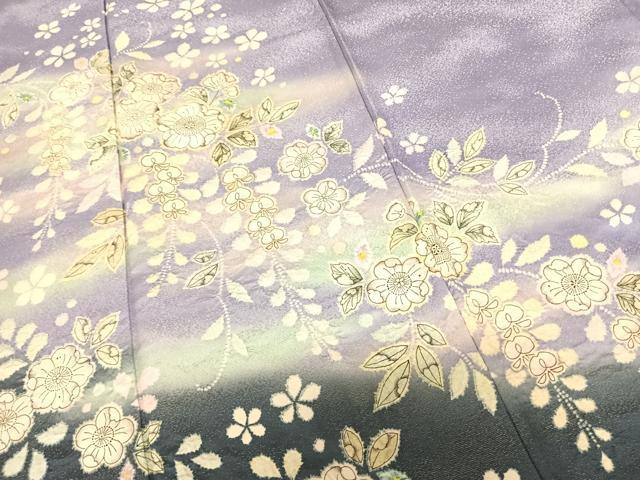 平和屋着物●訪問着 作家物 辻が花 暈し染め 銀通し地 ロング丈 正絹 逸品 AABF0683fy