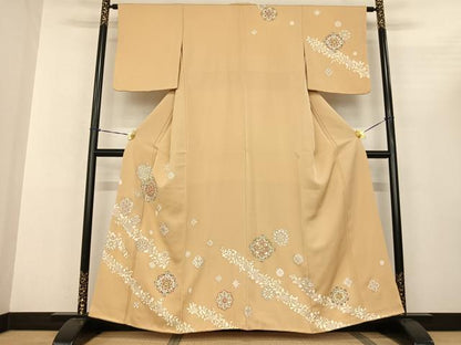 平和屋着物●訪問着 駒刺繍 吉祥花文 金彩 正絹 逸品 AABF0687fy