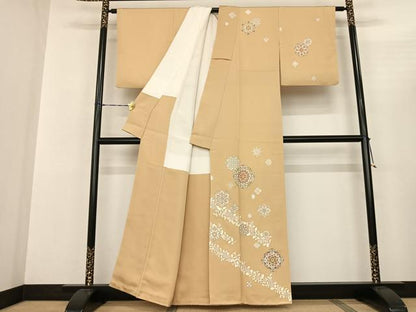 平和屋着物●訪問着 駒刺繍 吉祥花文 金彩 正絹 逸品 AABF0687fy