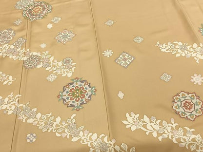 平和屋着物●訪問着 駒刺繍 吉祥花文 金彩 正絹 逸品 AABF0687fy