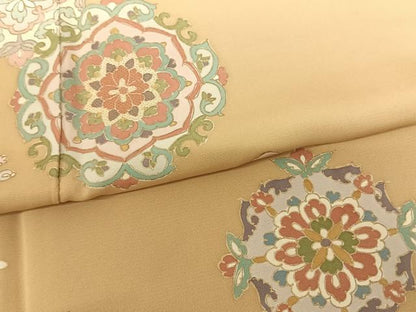 平和屋着物●訪問着 駒刺繍 吉祥花文 金彩 正絹 逸品 AABF0687fy