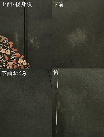 平和屋着物●訪問着 本場大島紬 総刺繍 葡萄蔦の葉文 黒地 金糸 正絹 逸品 AABF0689fy