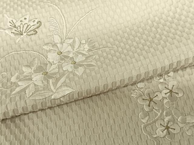 平和屋着物●訪問着 総刺繍 花蝶文 金糸 正絹 逸品 AABF0691fy