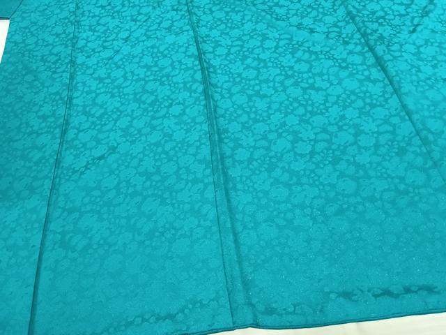 平和屋着物●豪華振袖 辻が花地紋 青緑色 金通し地 正絹 逸品 AABF0692fy
