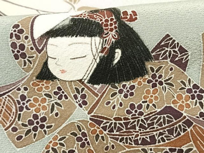 平和屋着物●訪問着 作家物 人物枝花文 暈し染め ロング丈 正絹 逸品 未使用 AABF0693fy