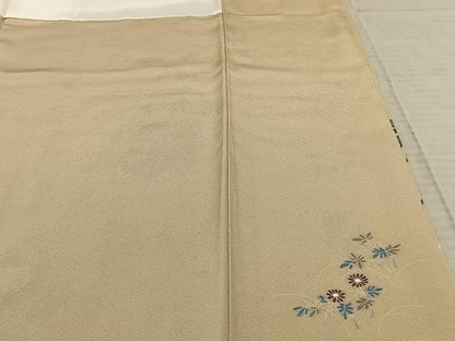 平和屋着物●訪問着 作家物 人物枝花文 暈し染め ロング丈 正絹 逸品 未使用 AABF0693fy