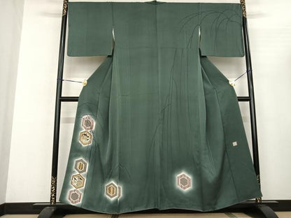 平和屋着物●訪問着 作家物 亀甲文様 暈し染め 金彩 正絹 逸品 未使用 AABF0695fy