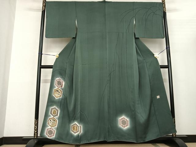 平和屋着物●訪問着 作家物 亀甲文様 暈し染め 金彩 正絹 逸品 未使用 AABF0695fy