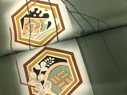 平和屋着物●訪問着 作家物 亀甲文様 暈し染め 金彩 正絹 逸品 未使用 AABF0695fy