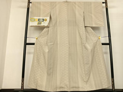 平和屋着物●本塩沢 110亀甲 間道 証紙付き 正絹 逸品 未使用 AABF0696fy
