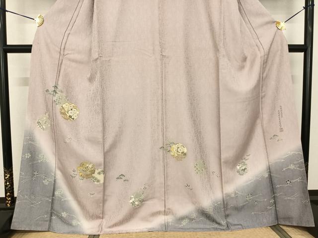 平和屋着物●豪華色留袖 駒刺繍 雪輪花文 暈し染め 金銀彩 正絹 逸品 AABF0704fy