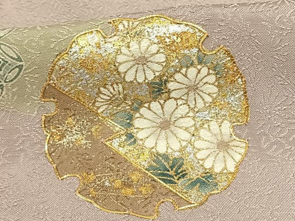 平和屋着物●豪華色留袖 駒刺繍 雪輪花文 暈し染め 金銀彩 正絹 逸品 AABF0704fy
