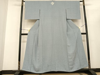 平和屋着物●上質な色無地 舞花地紋 秘色色 正絹 逸品 未使用 AABF0707fy