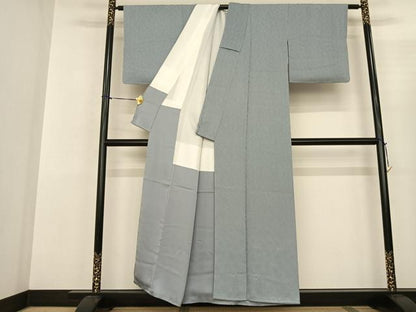 平和屋着物●上質な色無地 舞花地紋 秘色色 正絹 逸品 未使用 AABF0707fy