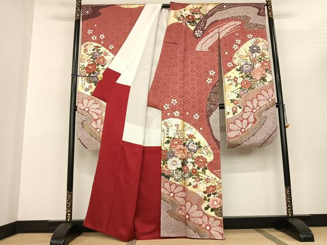 平和屋着物●豪華振袖 駒刺繍 絞り 片輪車花文 金銀彩 正絹 逸品 AABF0708fy