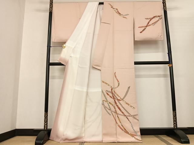 平和屋着物●訪問着 友禅 駒刺繍 鬘帯花文 金彩 正絹 逸品 AABF0709fy