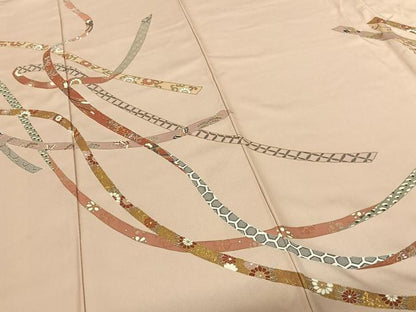 平和屋着物●訪問着 友禅 駒刺繍 鬘帯花文 金彩 正絹 逸品 AABF0709fy
