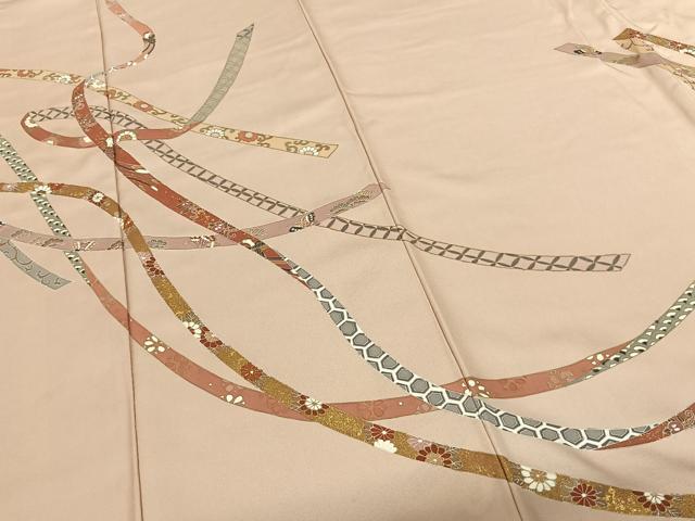 平和屋着物●訪問着 友禅 駒刺繍 鬘帯花文 金彩 正絹 逸品 AABF0709fy