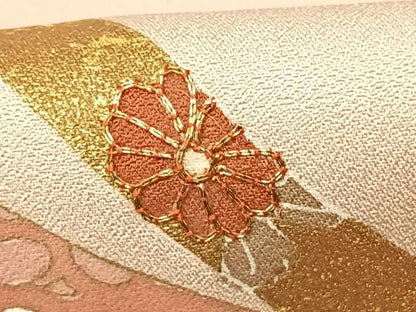 平和屋着物●訪問着 友禅 駒刺繍 鬘帯花文 金彩 正絹 逸品 AABF0709fy