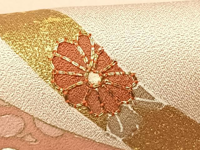 平和屋着物●訪問着 友禅 駒刺繍 鬘帯花文 金彩 正絹 逸品 AABF0709fy