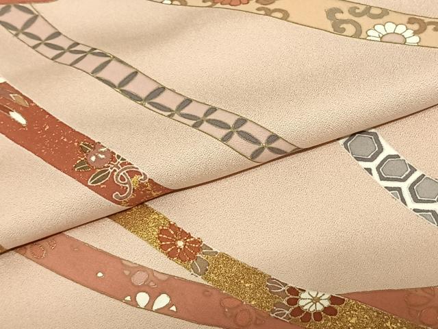 平和屋着物●訪問着 友禅 駒刺繍 鬘帯花文 金彩 正絹 逸品 AABF0709fy