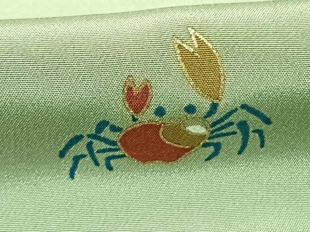 平和屋着物●長襦袢 袷 蟹 海老 亀 金彩 正絹 逸品 AABF0714fy
