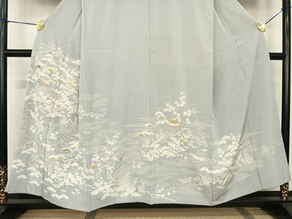 平和屋着物●訪問着　友禅　刺繍　御所解文　金糸　正絹　逸品　AABF0715fy