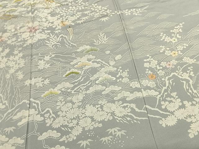 平和屋着物●訪問着　友禅　刺繍　御所解文　金糸　正絹　逸品　AABF0715fy