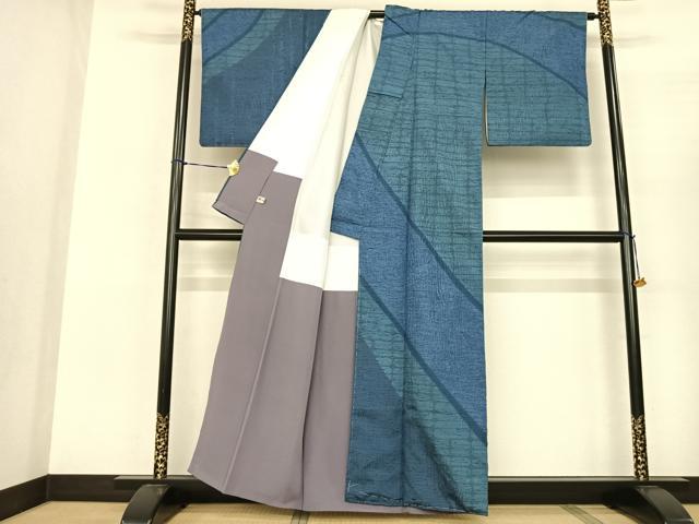 平和屋着物●訪問着 紬地 作家物 斜縞 まるやま扱い 正絹 逸品 未使用 AABF0716fy