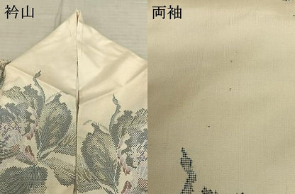 平和屋着物●本場大島紬　白大島　一元7マルキ　草花文　正絹　逸品　AABF0717fy
