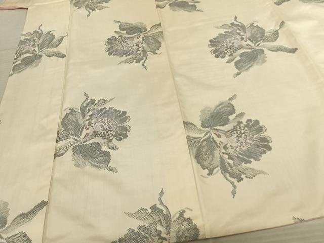 平和屋着物●本場大島紬　白大島　一元7マルキ　草花文　正絹　逸品　AABF0717fy