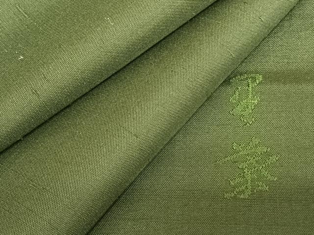 平和屋着物●西陣 宮階織物 宮繍苑 里葉 紬 色無地 老竹色 正絹 逸品 AABF0718fy