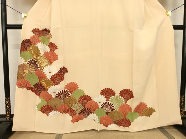 平和屋着物●訪問着 駒刺繍 舞花文 金彩 鬼しぼ縮緬 正絹 逸品 AABF0725fy