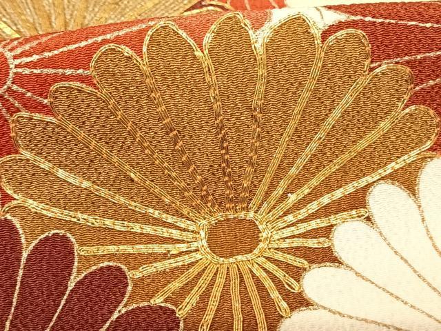 平和屋着物●訪問着 駒刺繍 舞花文 金彩 鬼しぼ縮緬 正絹 逸品 AABF0725fy