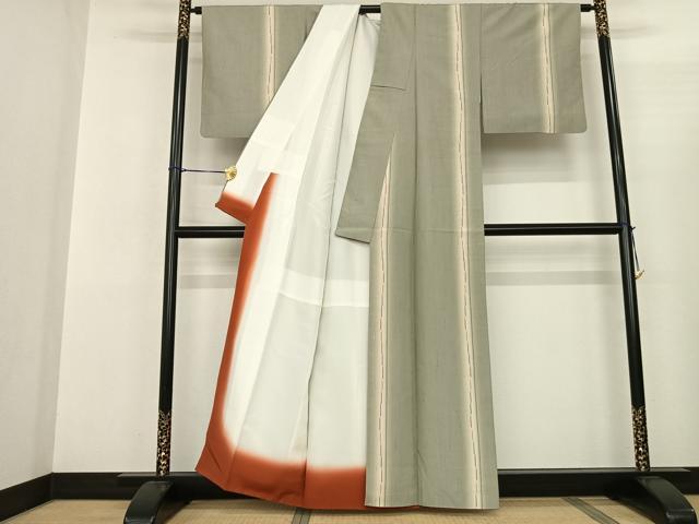 平和屋着物●上質な紬 間道 正絹 逸品 AABF0726fy
