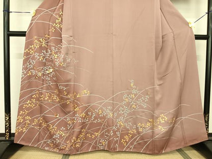 平和屋着物●訪問着 駒刺繍 舞蝶萩文 暈し染め 金彩 正絹 逸品 AABF0727fy