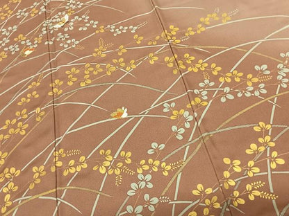平和屋着物●訪問着 駒刺繍 舞蝶萩文 暈し染め 金彩 正絹 逸品 AABF0727fy