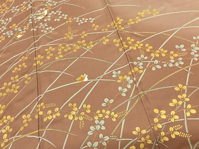 平和屋着物●訪問着 駒刺繍 舞蝶萩文 暈し染め 金彩 正絹 逸品 AABF0727fy