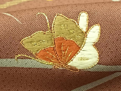 平和屋着物●訪問着 駒刺繍 舞蝶萩文 暈し染め 金彩 正絹 逸品 AABF0727fy