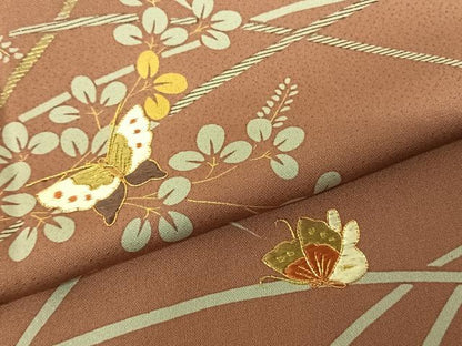 平和屋着物●訪問着 駒刺繍 舞蝶萩文 暈し染め 金彩 正絹 逸品 AABF0727fy