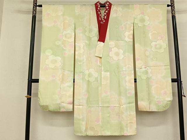 平和屋着物●長襦袢 無双仕立て 舞桜地紋 暈し染め 正絹 逸品 AABF0728fy